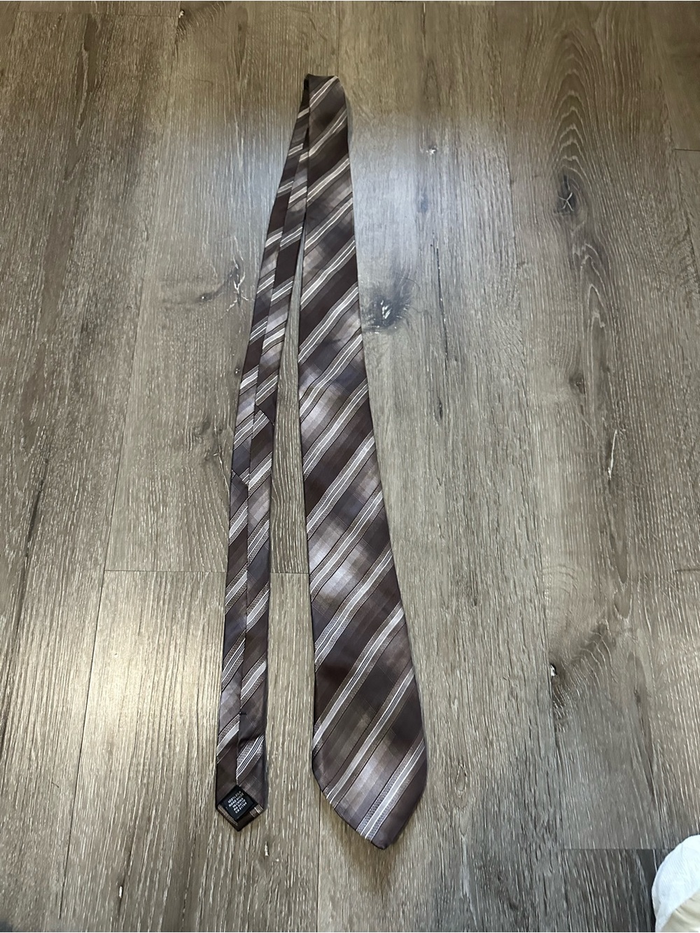 Alfani Brown and Light Taupe Striped Tie